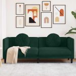 Dark Green Velvet 3-Seater Sofa 76.2 in Wide, Solid Wood Frame, Removable Cushions, Mid-Century Couch for Living Room, Comfy Apartment Furniture