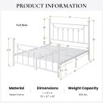 14" Full Size Metal Platform Bed Frame/Victorian Headboard and Footboard/Steel Slats Mattress Foundation for Storage/No Box Spring Needed/Noise Free/White - Image 2