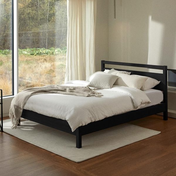 Wood Platform Bed Frame with Headboard, Essential, Noise Free, Under Bed Storage, No Box Spring Needed, Easy Assembly (Black, Full)