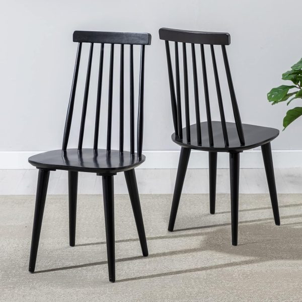 Dining Chairs Set of 2 Wood Dining Room Chair Black Spindle Side Kitchen Room Country Farmhouse Chairs Black