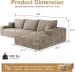 108" Sectional Couches for Living Room Modern Modular Sofa with L-Shape Couchs Upholstered Boneless Couch Deep Seat Sectional Couch with Chaise (Camel, Right Facing Chaise+2Seaters) - Image 2