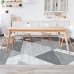 Washable Modern Area Rug - Geometric Style 5x7 Rugs for Living Room, Bedroom, Machine Washable Rug Soft Non Slip Non Shedding Area Rug - Grey, 5'x7' - Image 2
