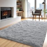 Area Rugs for Living Room Grey Rugs for Bedroom 4x6 Carpet Fluffy Furry Soft Shag Aesthetic Plush High Pile Gray Throw Rug for Nursery Kids Room Dorm