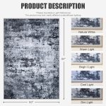 5x7 Area Rug Living Room Rug: Washable Modern Abstract Soft Thin Rug Indoor Floor No Slip Stain Resistant Carpet for Bedroom Dining Room Farmhouse Nursery Home Office - Black - Image 2