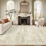Washable Area Rug 8x10, Large Soft Rugs for Living Room Vintage Beige Carpet 8x10 Area Rugs for Bedroom Dining Room Non-Slip Stain Resistant Under Table Rug
